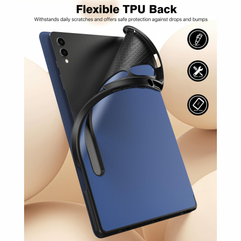 TiMOVO Kalem Blmeli Galaxy Tab S9 Plus/S10 Plus Klf-Navy Blue