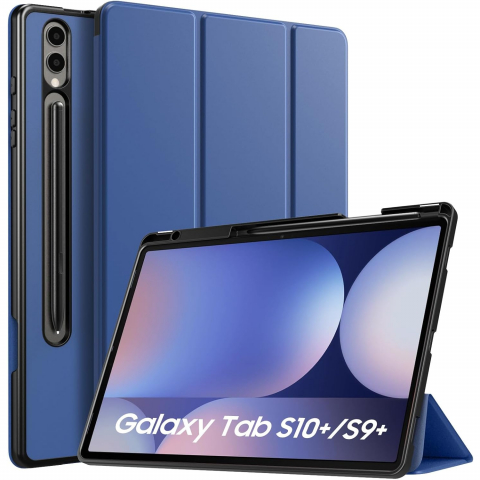 TiMOVO Kalem Blmeli Galaxy Tab S9 Plus/S10 Plus Klf-Navy Blue