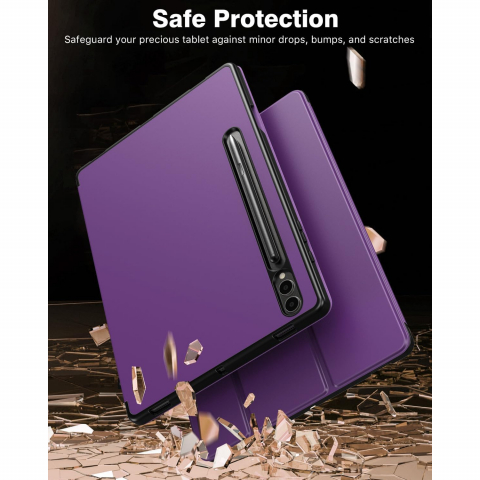 TiMOVO Kalem Blmeli Galaxy Tab S9 Plus/S10 Plus Klf-Deep Purple