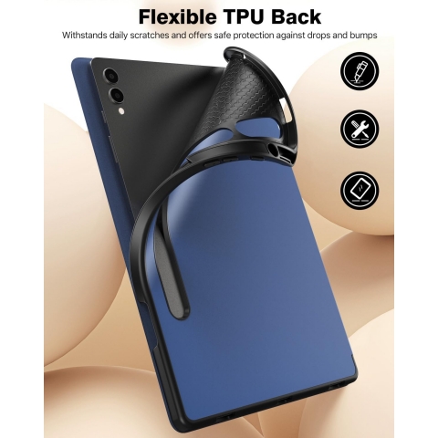TiMOVO Kalem Blmeli Galaxy Tab S9 Plus Klf-Navy Blue