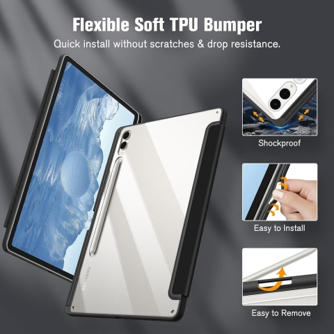 Fintie Hybrid Serisi Galaxy Tab S9 Plus Klf-Black