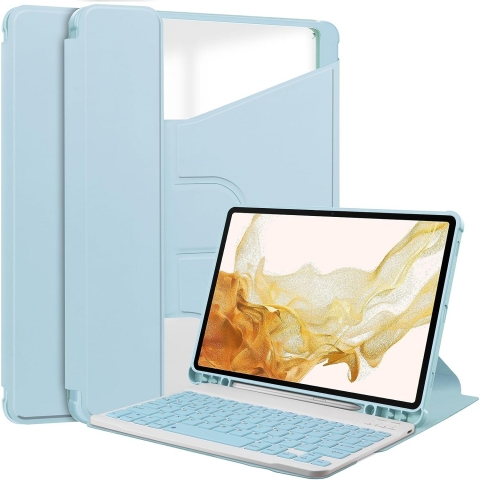 ZORSOME Galaxy Tab S9 Plus Klavyeli Klf-Sky Blue
