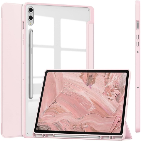 NINKI Kalem Blmeli Galaxy Tab S9 Plus Klf-Pink