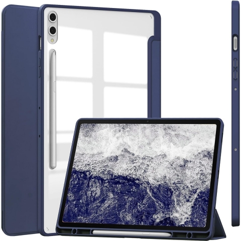 NINKI Kalem Blmeli Galaxy Tab S9 Plus Klf-Blue 