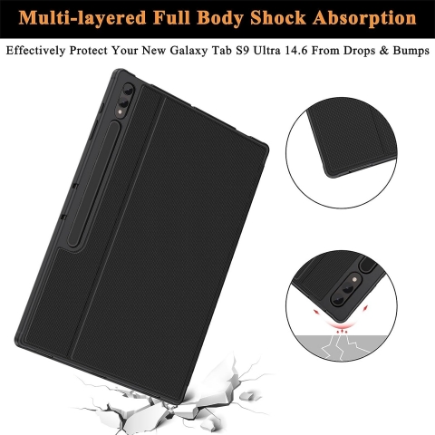 Soke Galaxy Tab S10/S9 Ultra Standl Klf-Black