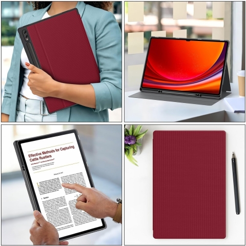 Soke Galaxy Tab S10/S9 Ultra Standl Klf-Red