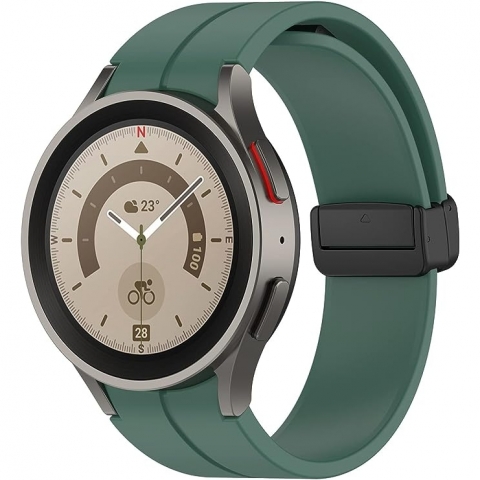 MYAPULUA Galaxy Watch 6/Classic Uyumlu Kay (47/44/43/40mm)-Dark Green
