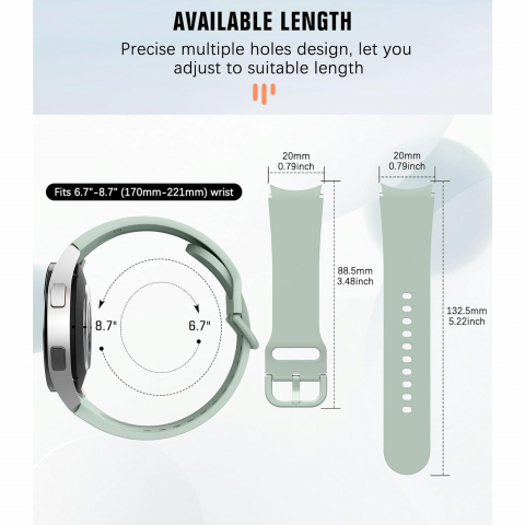 MoKo Galaxy Watch 6/Classic Uyumlu Kay�� (47/43/44/40mm)-Light Green