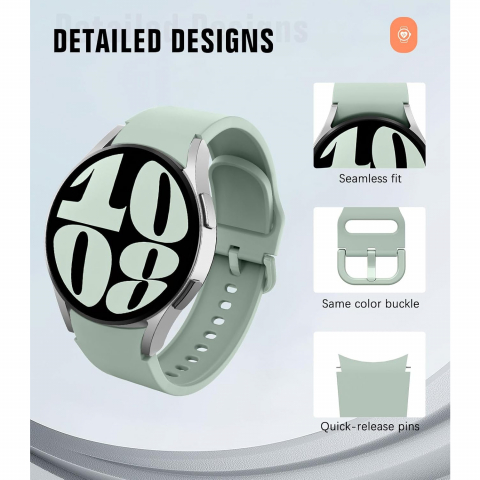 MoKo Galaxy Watch 6/Classic Uyumlu Kay�� (47/43/44/40mm)-Light Green