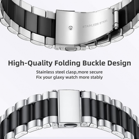 Lerobo Galaxy Watch 6/Classic Uyumlu Kay(47/43/44/40mm)-Black Silver