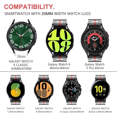 Fullife Galaxy Watch 6/Classic Uyumlu Kay (47/43/44/40mm)-Black/Red