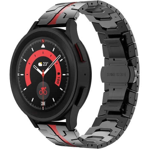 Fullife Galaxy Watch 6/Classic Uyumlu Kay (47/43/44/40mm)-Black/Red