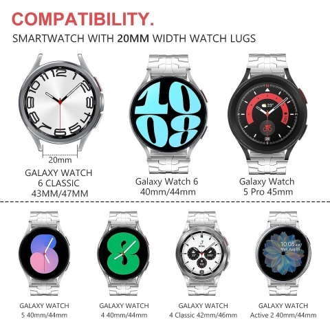 Fullife Galaxy Watch 6/Classic Uyumlu Kay (47/43/44/40mm)-Silver-DT