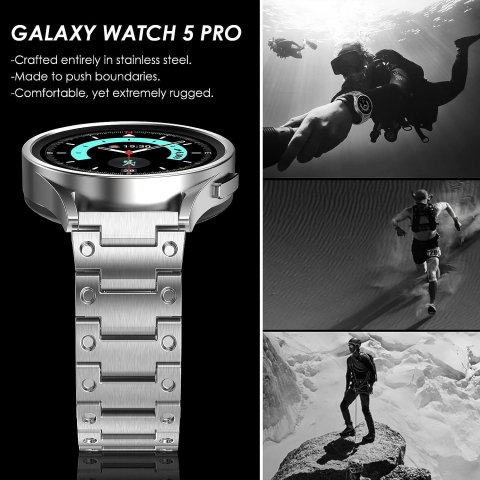 Fullife Galaxy Watch 6/Classic Uyumlu Kay (47/43/44/40mm)-Silver/Silver