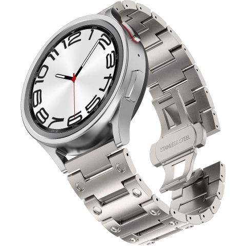 Fullife Galaxy Watch 6/Classic Uyumlu Kay (47/43/44/40mm)-Titanium/Titanium