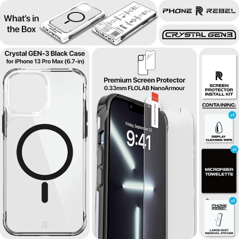 REBEL Frosted Serisi iPhone 13 Pro Max Klf-Crystal Black