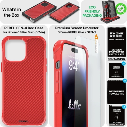REBEL Aramid Serisi iPhone 14 Pro Max MagSafe Uyumlu Klf-Red