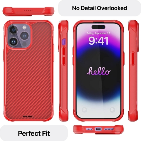 REBEL Aramid Serisi iPhone 14 Pro Max MagSafe Uyumlu Klf-Red