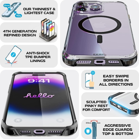 REBEL iPhone 14 Pro Max effaf Klf-Crystal Black