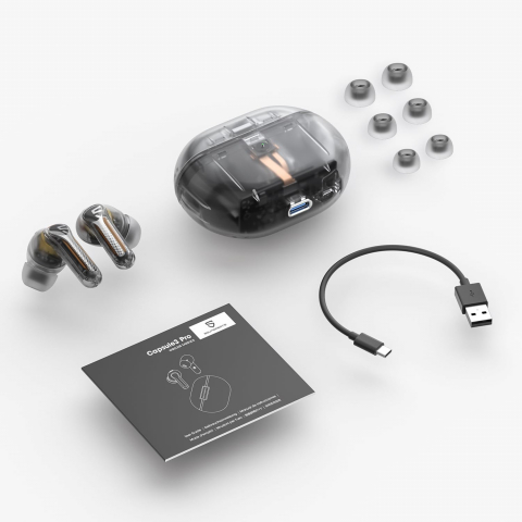 SoundPEATS Capsule3 Pro Kablosuz Kulak i Kulaklk-Transparent Black 