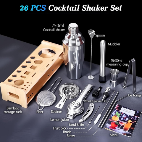 JUSTDOMI 26 Par�a Shaker & Kokteyl Seti