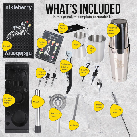 Nikleberry 20 Par�a Shaker & Kokteyl Seti