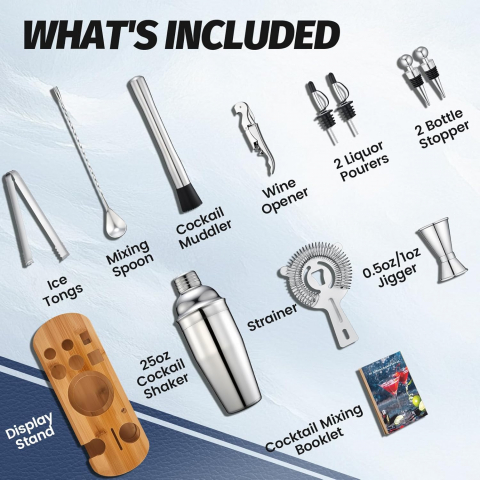 WOTTOR Bambu Cocktail Shaker Set (13 Para)