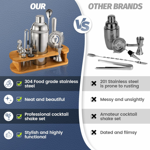 WOTTOR Bambu Cocktail Shaker Set (13 Para)