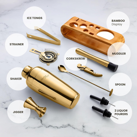 Mixology & Craft Cocktail Shaker Set (10 Para)