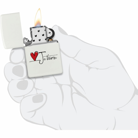Zippo Mat Beyaz Je T'Aime �akmak