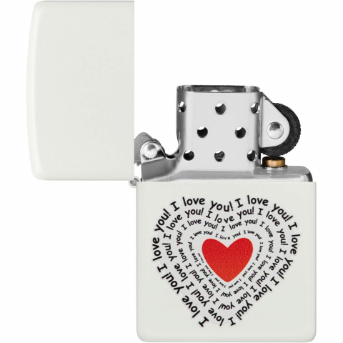Zippo Mat Beyaz Seni Seviyorum Tasar�m �akmak