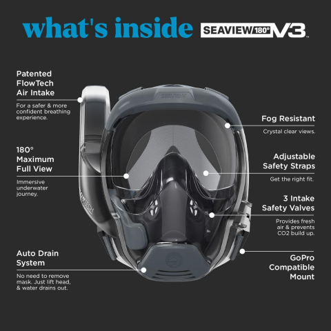 Seaview 180 V3 Tam Y�z �norkel Maskesi