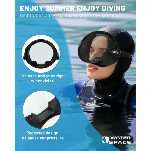 Water Space Wipe Anti-Fog Oval Temperli Cam Dal�� Maskesi