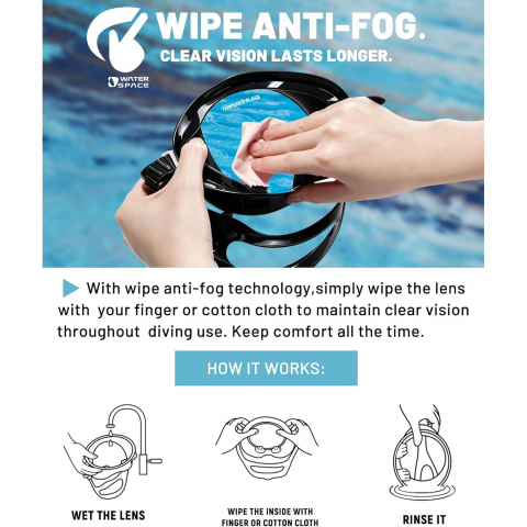 Water Space Wipe Anti-Fog Oval Temperli Cam Dal�� Maskesi