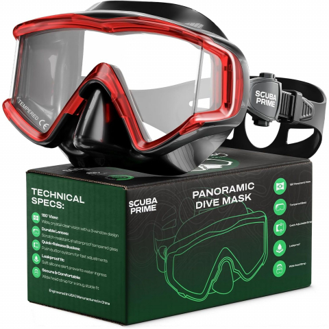 Scuba Prime Pano 3 �� Caml� Temperli Cam Panoramik Dal�� Maskesi