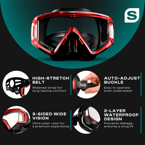 Scuba Prime Pano 3 �� Caml� Temperli Cam Panoramik Dal�� Maskesi