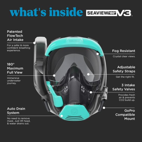 Seaview 180 V3 Tam Y�z �norkel Maskesi