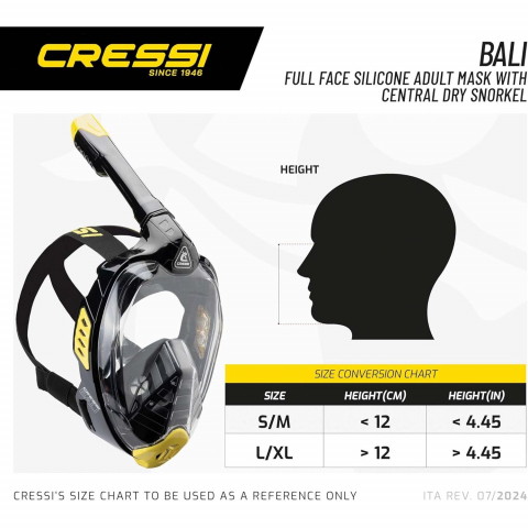 Cressi Bali Tam Y�z �norkel Maskesi