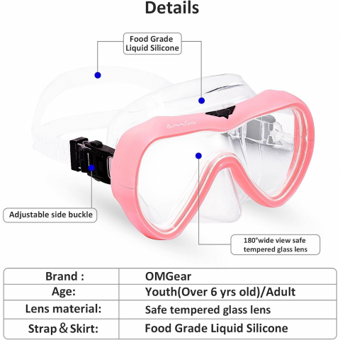 OMGear Temperli Cam Dal�� ve �norkel Maskesi
