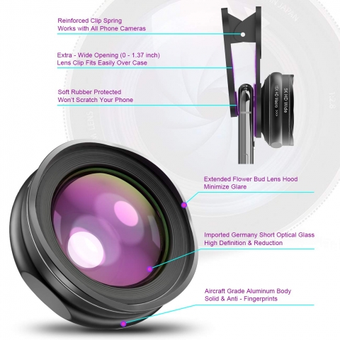 Anazalea Telefon Kamera Lensi (Wide Angle Ve Macro Lens)