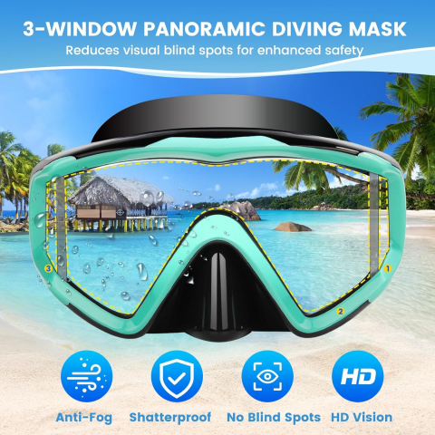 EXP VISION Pano 3 Caml� Panoramik �norkel Maskesi