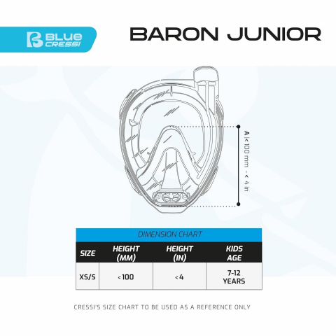Cressi Baron Junior �ocuk Tam Y�z �norkel Maskesi
