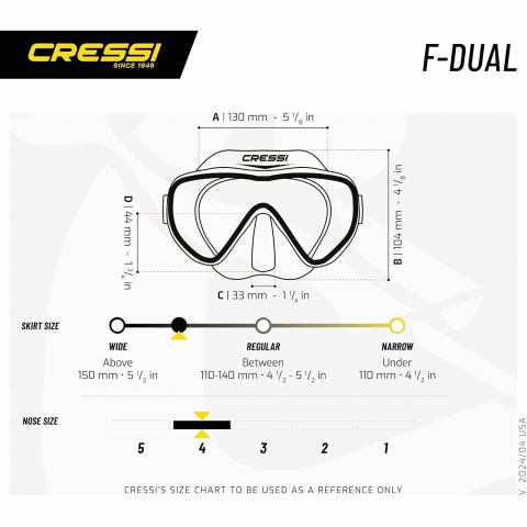 Cressi F-Dual �er�evesiz Tek Cam Temperli Cam Dal�� Maskesi