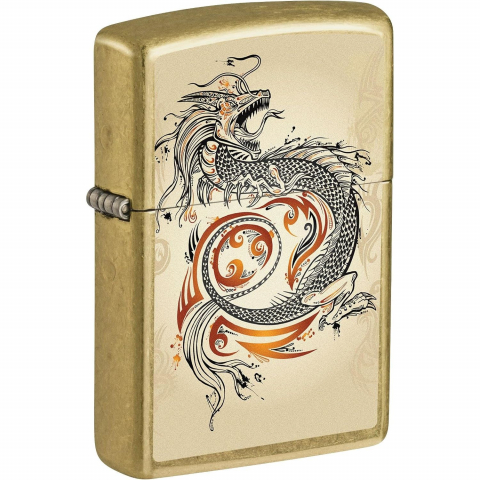 Zippo Dragon Tattoo Street Chrome R�zgar Ge�irmez Benzinli �akmak