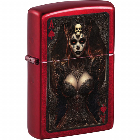 Zippo Ghoulish Spades Candy Apple Red �akmak