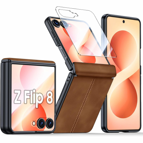 BSNRM Galaxy Z Flip 8 �nce Koruyucu K�l�f-Brown