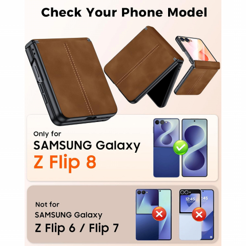 BSNRM Galaxy Z Flip 8 �nce Koruyucu K�l�f-Brown