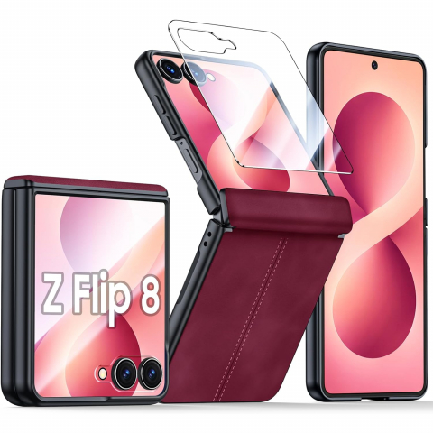 BSNRM Galaxy Z Flip 8 �nce Koruyucu K�l�f-Red