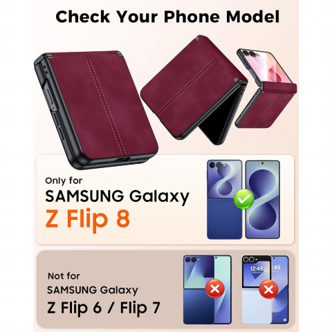 BSNRM Galaxy Z Flip 8 �nce Koruyucu K�l�f-Red
