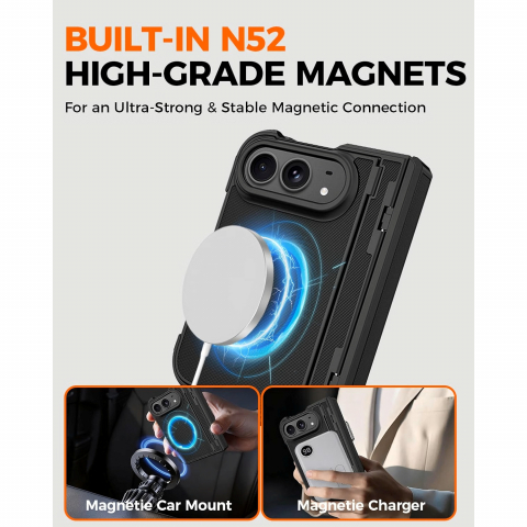 NINKI iPhone Duo Manyetik Gizli Standl� Mente�eli K�l�f-Black